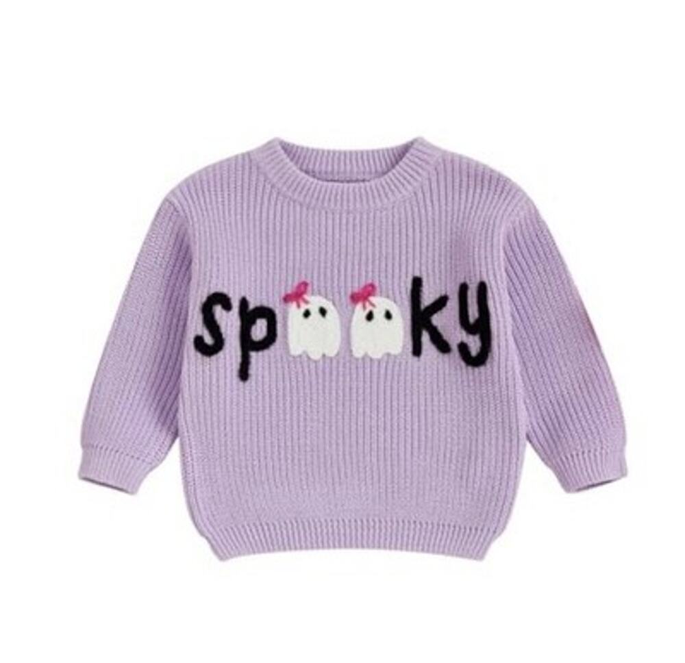 Halloween Knit Sweater “spooky” Ghoast Purple 3-6 Months